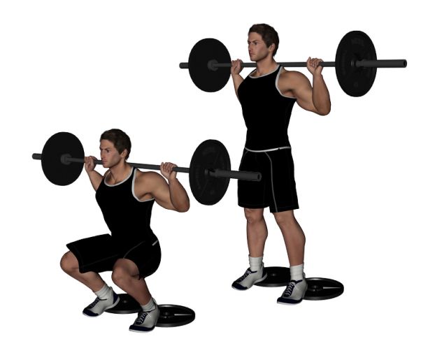 Barbell-Squat-with-Heels-Raised|后深蹲|背蹲举|传统蹲举 - 肌力与体能训练动作